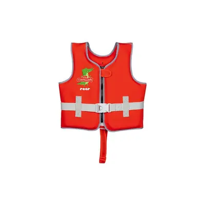 Vesta de inot pentru copii, ajustabila, 15&ndash;19 kg (2-3 ani), marimea S, rosie, cu imprimeu crocodil, Reer MySwimBuddy Swim Vest S, 66034