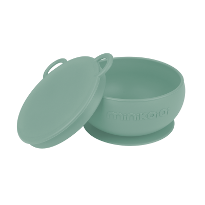 Bol Minikoioi cu Ventuza si Capac, 100% Premium Silicone – River Green KRT101080007