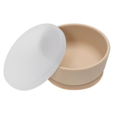 Bol din silicon cu ventuza si capac, AppeKids - Bubble Beige KRTAK275756