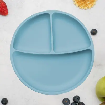 Farfurie compartimentata din silicon cu ventuza, AppeKids - Aqua Blue KRTAK275831
