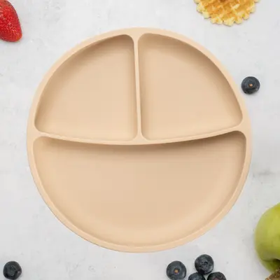 Farfurie compartimentata din silicon cu ventuza, AppeKids - Bubble Beige KRTAK275800