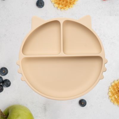 Farfurie compartimentata din silicon cu ventuza, AppeKids - Kitty - Bubble Beige KRTAK275305