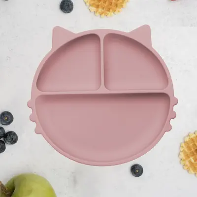 Farfurie compartimentata din silicon cu ventuza, AppeKids - Kitty - Old Rose KRTAK275329