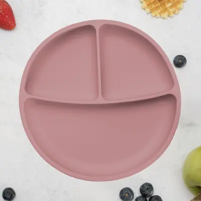 Farfurie compartimentata din silicon cu ventuza, AppeKids - Old Rose KRTAK275824