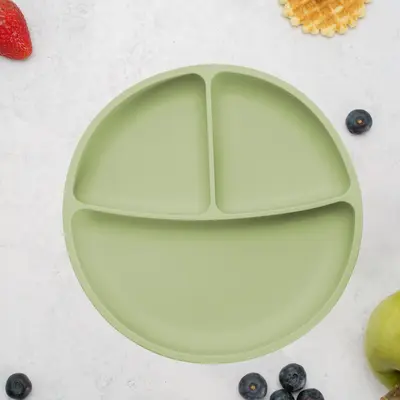 Farfurie compartimentata din silicon cu ventuza, AppeKids - Raw Green KRTAK275848