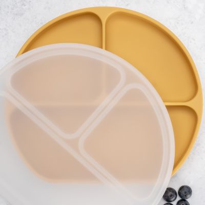 Farfurie compartimentata din silicon cu ventuza si capac, AppeKids - Honey KRTAK275718
