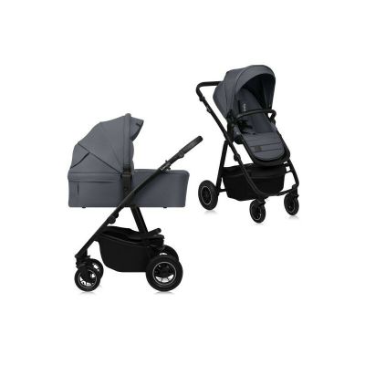 Carucior 2 in 1, Lionelo, Amber Plus, Cadru aluminiu, Cu landou intarit si salteluta moale, Reversibil, Maner ajustabil, Cu accesorii, Cu ventilatie panoramica 3D, Pana la 22 kg, EN1888-1, EN1888-2, EN1466, Gri inchis BYNLO-AMBER_PLUS_2IN1_GREY_GRAPHITE