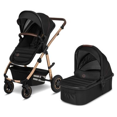 Lionelo - Carucior Amber, 2 in 1, Cadru aluminiu, Cu landou intarit si salteluta moale, Reversibil, Maner ajustabil, Huse pentru picioare, ploaie, Plasa de tantari, Geanta parinti, Pana la 22 kg, EN1888-1, EN1888-2, EN1466, Negru BYNLO-AMBER_2IN1_BLACK_ON