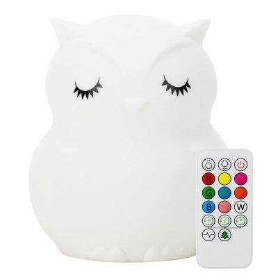 Lampa de veghe, FreeON, Silicon moale, Cu telecomanda si cablu USB, Cu 9 culori diferite si cronometru, Owl BYN84980