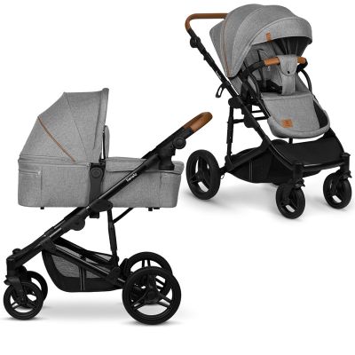 Lionelo - Carucior 2 in 1 Mari Tour, Transformabil, Cu landou cu salteluta moale, Reversibil, Maner ajustabil, Plasa de tantari, Husa de picioare, Geanta parinti, 22 kg, Conform cu standardele europene de securitate EN1888 si EN1466, Gri BYNLO-MARI_TOUR_2