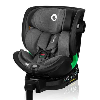 Scaun auto, Lionelo, Harmony i-Size, Rotire 360 grade, Protectie laterala, Cu spatar reglabil in 5 pozitii, Cu tetiera reglabila in 12 pozitii, 0-36 Kg, 40-150 cm, Cu Isofix, Husa din bambus, Conform cu ECE R129, Gri inchis BYNLO-HARMONY_I-SIZE_GREY_GRAPH