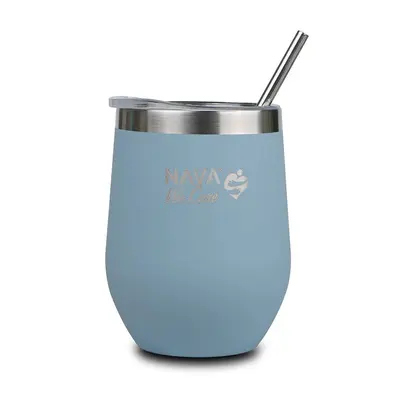 Cana termoizolanta cu pai nava 360ml albastru smb10-262-101