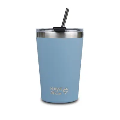 Cana termoizolanta cu pai nava 450ml albastru smb10-262-111