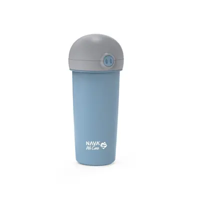 Sticla de plastic cu pai nava 380ml albastru smb10-259-041