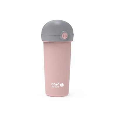 Sticla de plastic cu pai nava 380ml roz smb10-259-040