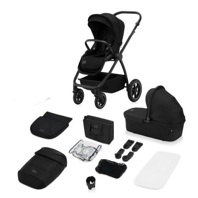 Carucior 2 in 1, Lionelo, Meril, Cu landou si scaun cu dimensiune XL, Reversibil, Cu sistem de ventilatie 3D, Cu accesorii, Pana la 22 kg, Conform cu EN1888-1 EN1888-2, EN1466, Negru BYNLO-MERIL_2IN1_BLACK_ONYX