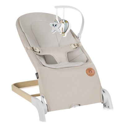 Fotoliu balansoar, Lionelo, Lilac, Cu arcada cu jucarii, Ergonomic, Reglare spatar in 3 pozitii, Pernuta moale invelita in tesatura de bambus, Pliabil, 0-6 luni, Bej BYNLO-LILAC_BEIGE_SAND