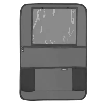 Organizator auto, Lionelo, Cu 5 buzunare de diferite dimensiuni, Cu buzunar pentru tableta, Montare cu clema, Piele ecologica, Impermeabila, Gri BYNLO-SEATORGANIZER_GREY