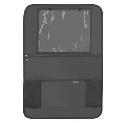 Organizator auto, Lionelo, Cu 5 buzunare de diferite dimensiuni, Cu buzunar pentru tableta, Montare cu clema, Piele ecologica, Impermeabila, Negru BYNLO-SEATORGANIZER_BLACK