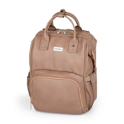 Rucsac pentru mamici, Petite&Mars, Jasper, Cu 12 compartimente, Cu buzunare termice, Saltea de infasat inclusa, 27 x 41 x 14 cm, Camel Beige BYN511570