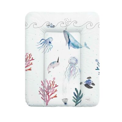 Saltea de infasat, Ceba Baby, Moale, Fara ftalati, 70 x 50 cm, Watercolor World Ocean BYNW-143-123-652