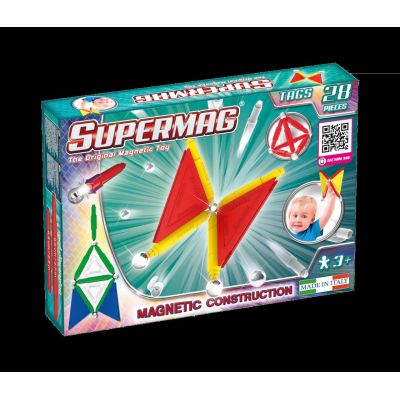 Set de constructie magnetic de baza supermag tags, 28 piese spm0169