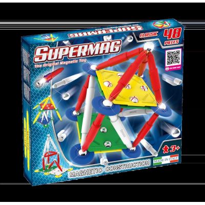 Set de constructie magnetic supermag classic, 48 piese spm0400