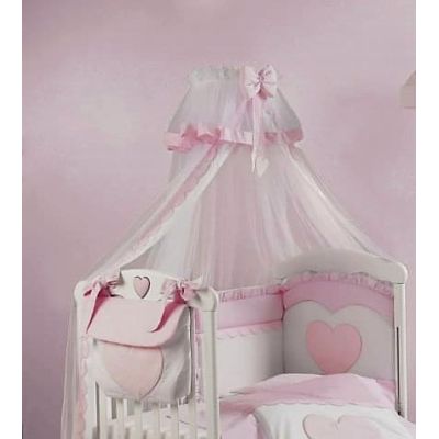 Baldachin Patut Lemn Cu Suport De Prindere Inclus Cuore Di Mamma Roz, 620x180 Cm Pjbbald_cuorerossa