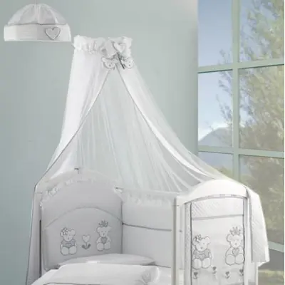 Baldachin Patut Lemn Cu Suport De Prindere Inclus Real Bears Alb, 620x180 Cm Pjbbald_realbears_white