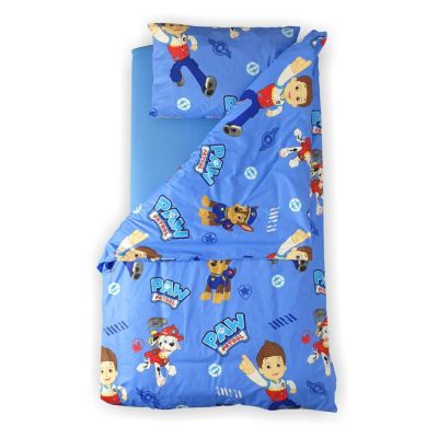 Set 5 piese Lenjerie Paw Patrol Blue saltele 160x80 compatibile cu pat 2-12 ani + Pilota + Perna - ASC2000