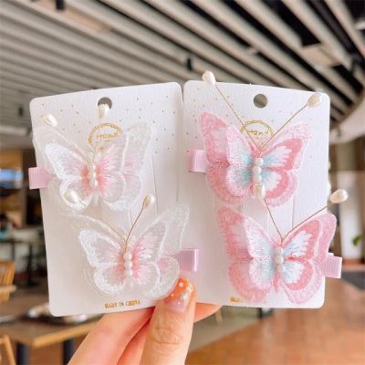 Set de 2 clame cu fluturas si perlute pentru fetite mbtuc05