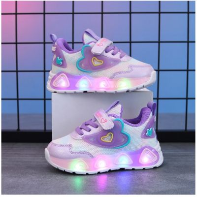 Adidasi sidefati cu luminite - purple hearts mdtui11