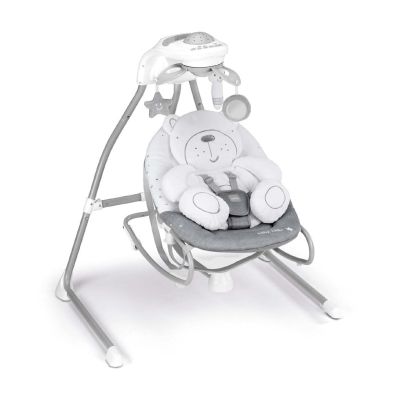 Balansoar Si Scaun 2 In 1 Cu Melodii Si Sunete, 4 Viteze Pentru Leganare Bebe, Proiector De Lumina, Orso Grigio Pjbs347/247