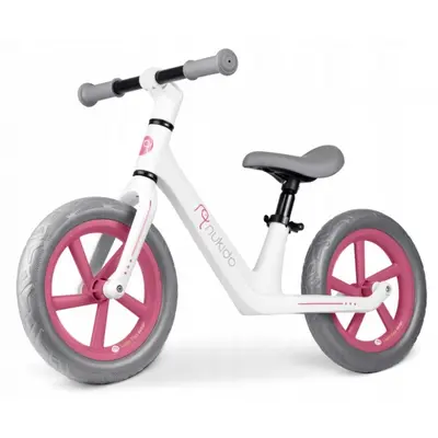 Bicicleta fara pedale pentru copii, 87 x 39 x 54 cm, roti eva, light flee nukido nk-604 - roz - alb edeedi760401