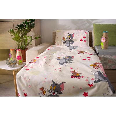 Set 6 piese Lenjerie Tom&Jerry 2-8 ani + Protectie Impermeabila + Pilota + Perna - ASC4061