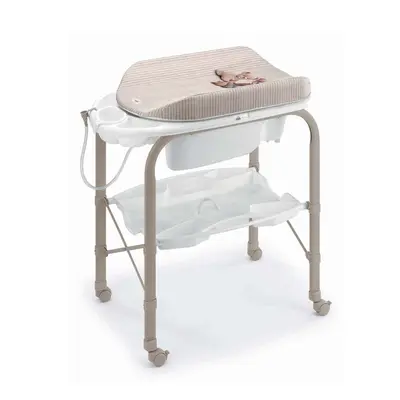 Masa De Baie Pliabila Cu Saltea De Infasat, Cadita Anatomica Cu Furtun, Roti Cu Blocatori, Cambio Deluxe, Alb Pjbc209-c264