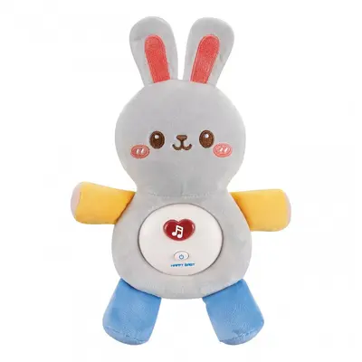 Jucarie de plus iepuras pentru bebelusi chipolino cu lumini si melodii grey hubdig02406028