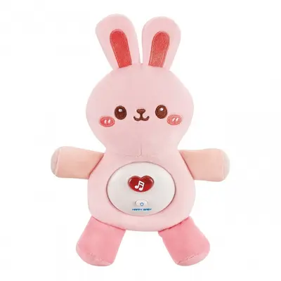 Jucarie de plus iepuras pentru bebelusi chipolino cu lumini si melodii pink hubdig02406029