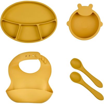 THERMOBABY Pachet vesela din silicon - Galben DNBTHE165049