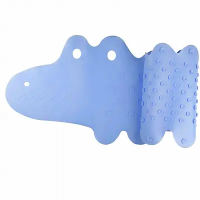 Covoras de baie, Bocioland, Antiderapant, Cu ventuze, Silicon, 33 x 90 cm, Crocodile Blue BYNBL148