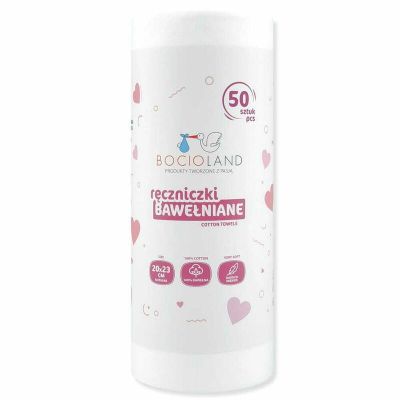 Set 50 bucati prosopele, Bocioland, Pe rola, Din bumbac, Hipoalergenice, Biodegradabile, 23x20 cm, White BYNBL154