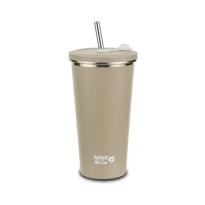 Cana termica cu pai din otel inoxidabil, nava we care, 500 ml, bej smb10-110-046