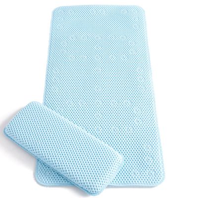 Set covoras antiderapant si genunchiera pentru baie bleu Clevamama SUPclvm_DU-7403