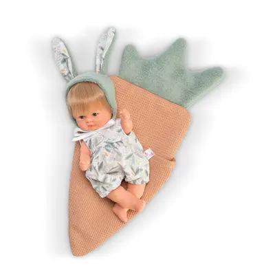 Papusa bomboncin cu caciulita de iepuras si paturica morcov 20cm as0117910