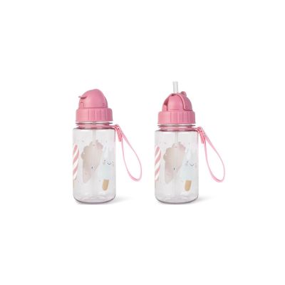Sticla De Apa Pentru Copii, Cu Pai, Retractabila Anti-picurare, Transparenta, Reutilizabila, Din Tritan, Fara Bpa, Bidon, 400 Ml, Ice Cream Pjb74006