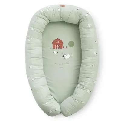Suport De Dormit Babynest 2in1 Bara Protectie Patut Premium Bumbac, Funny Farm 95x65x18 Cm Pjb29ff51-038