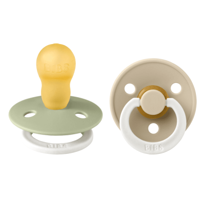 Bibs - set 2 suzete fosforescente colour glow latex, tetina rotunda, 18 luni +-sage/vanilla bbb130370