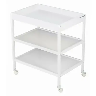 Masuta de infasat, FreeON, Mila, Din lemn, Cu 4 roti pentru transport facil, Cu 3 suprafete de depozitare, 76x54x86 cm, White BYN82702