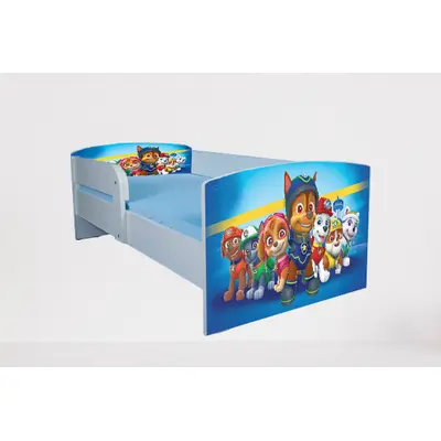 Pat Copii Paw Patrol Blue 2-12 Ani Cu Paravane Detasabile + Saltea SmartNest 160x80x12 cm - PTV4481SMT