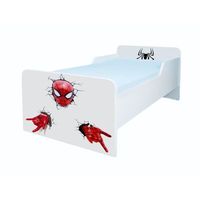 Pachet Complet Pat Creativ Spiderman Baieti Cu Varste 2-12 Ani, Include Saltea Cu Lana De 160x80x12 Cm, Protectie, Pilota, Perna Si Lenjerie Pat